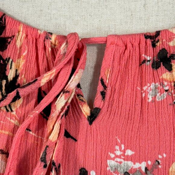 Torrid SZ 1 (1X-Large) Babydoll Top Floral Stretch Gauzy Boat Neck Keyhole Pink - Picture 6 of 9